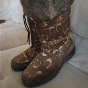 Brown Coach Fur Boots